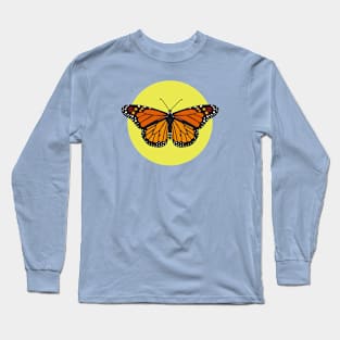 Monarch butterfly on yellow Long Sleeve T-Shirt